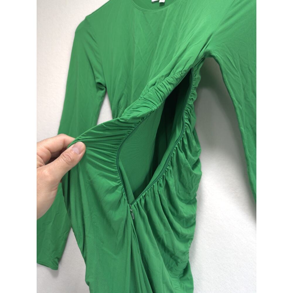 A.L.C Adeline Fern Green Ruched Jersey Stretch Asymmetric Maxi Midi Dress S - Picture 9 of 12